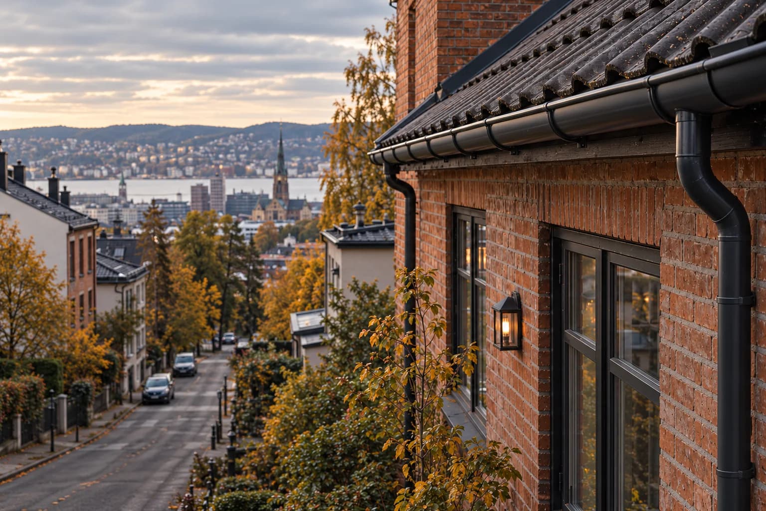 Takrenne og nedløp på et murhus